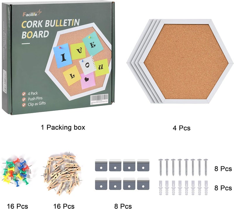 Facilife 4 Packs Cork Board,Corkboards for Wall,Small Cork Board Decorations,Cork Boards for Walls with Frame, Decorative for Office, School & Home - Image 2